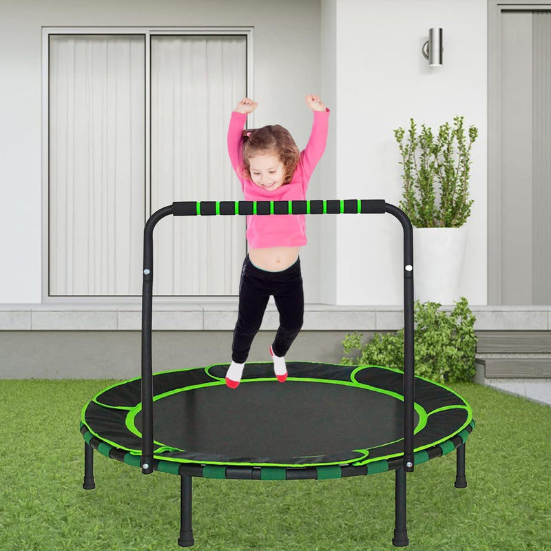 Trampolin für Kinder, Faltbares Mini Trampolin ab 3-6 Jahren mit Abnehmbarer Griff und Sicherem Pols