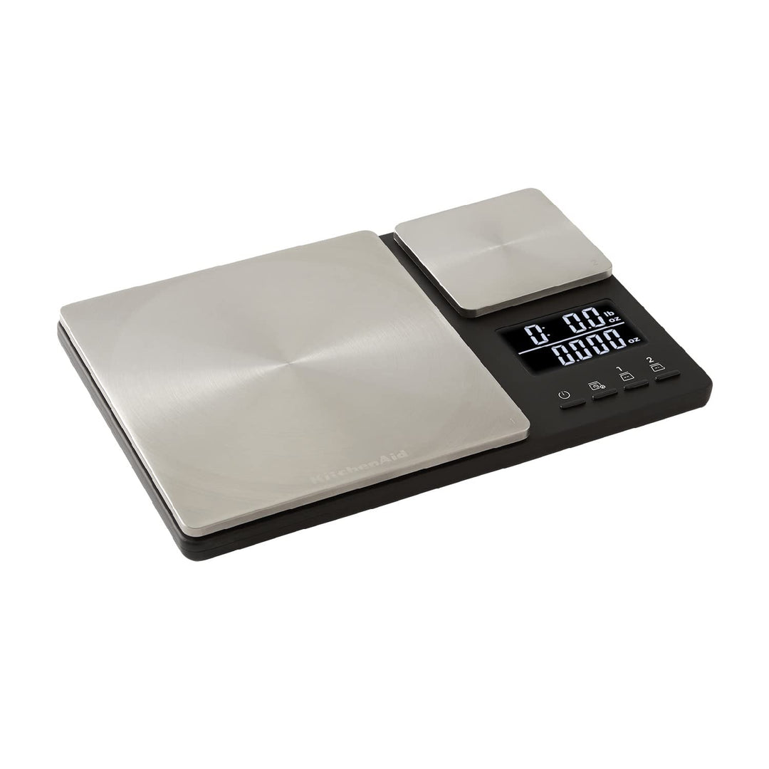 KitchenAid digitale Lebensmittel-Waage mit zwei Plattformen, wiegt zwischen 5000g und 500g Schwarz E