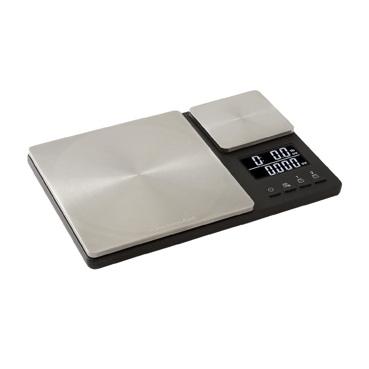 KitchenAid digitale Lebensmittel-Waage mit zwei Plattformen, wiegt zwischen 5000g und 500g Schwarz E