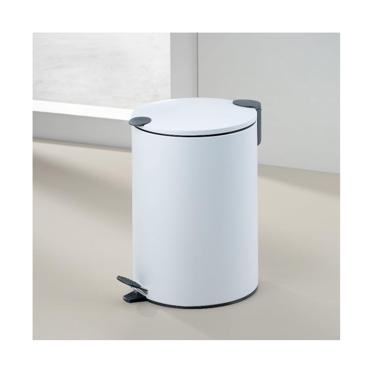kela 10641 Treteimer mit Inneneimer 12 l, Geräuschloses Schliessen, Metall, Mats, Weiss