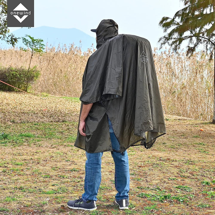 onewind Rucksack Regen Poncho Ultraleichte Kapuze Regenmantel M Olive Grün-250cm*142cm, M Olive Grün
