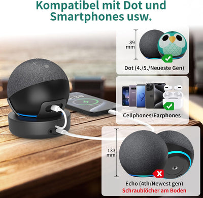 Tragbare Akku für 4. & 5. Gen Smart Lautsprecher Batterie Akkustation 5000 mAh kompatibel mit Smartp