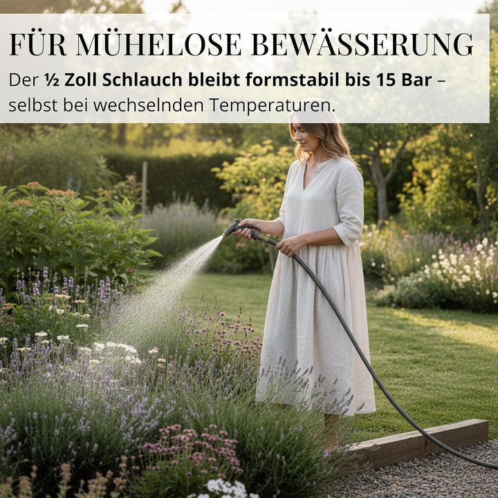 Livlig53 Gartenschlauch 1/2 Zoll, 20m: Wasserschlauch Made in Germany, Recycling-Material, formstabi