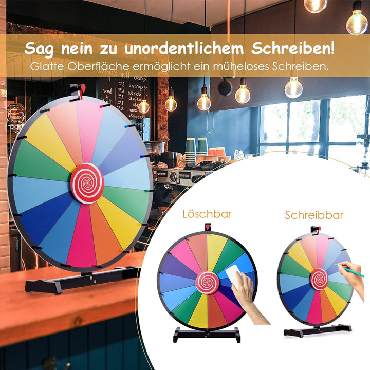 DREAMADE 24 Zoll Glücksrad zum drehen, Tischglücksrad für Lotteriespiele Wheel of Fortune Bunt, Prei