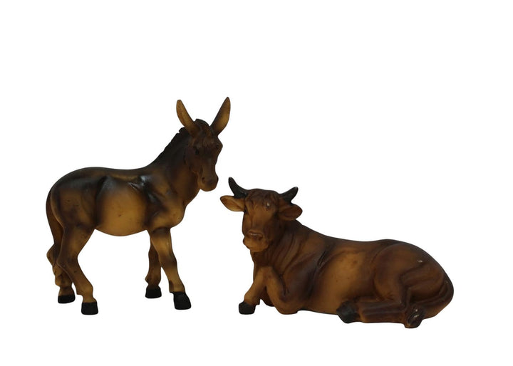 ZICOM Krippenfiguren Krippenzubehör Miniaturzubehör Miniatur Ochse und Esel 7,8cm handbemalt Polyres