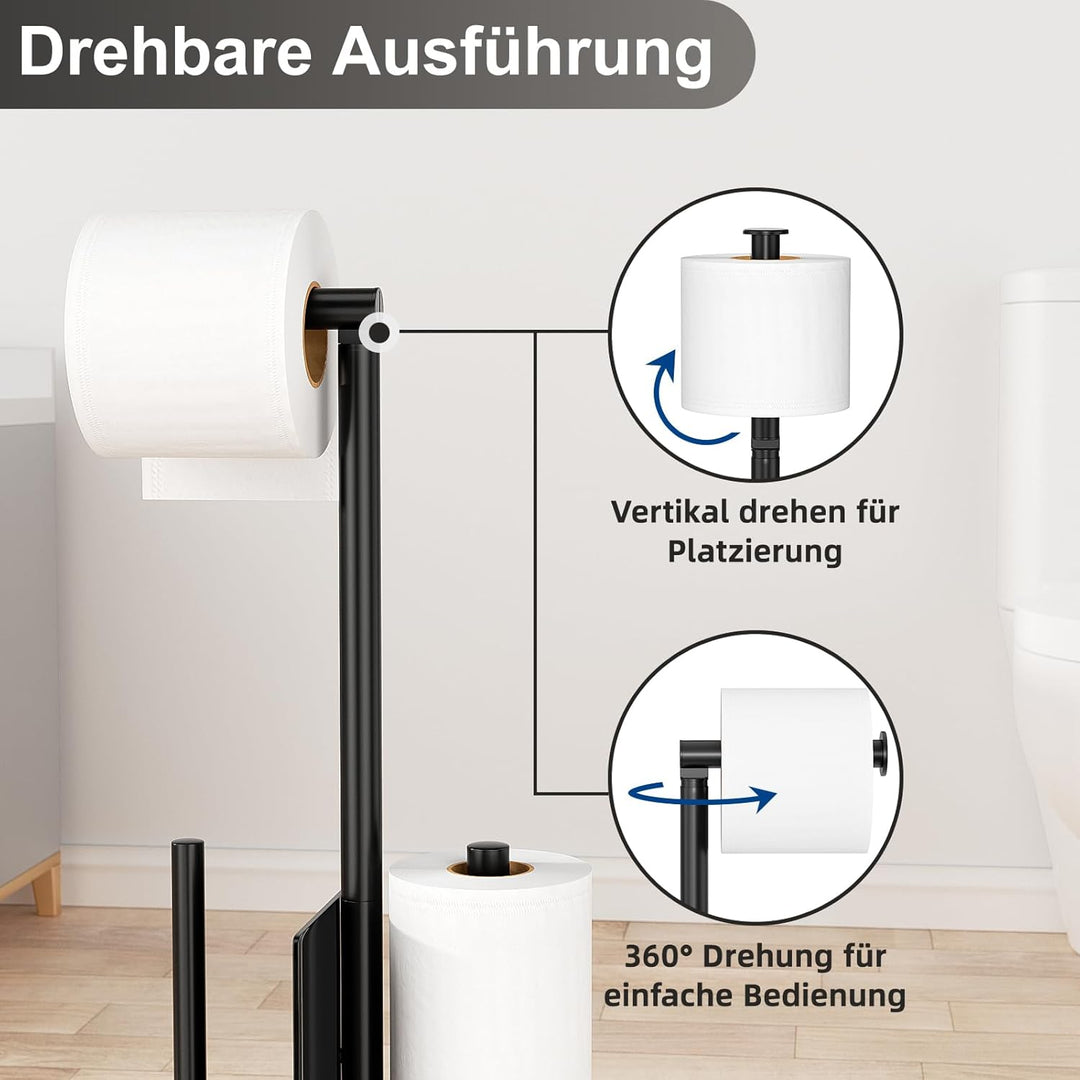 Edelstahl Klopapierhalter Stehend mit Klobürste - Toilettenpapierhalter mit WC Bürste, WC Garnitur m