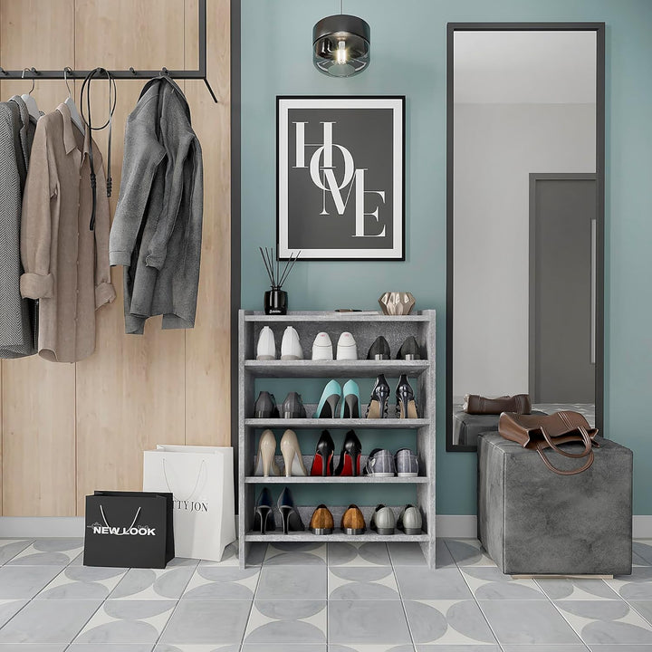 KOMTO Schuhregal Schmal - Schuhablage Flur mit 4 Ebenen Offener Schuhschrank Schuh Organizer Platzsp
