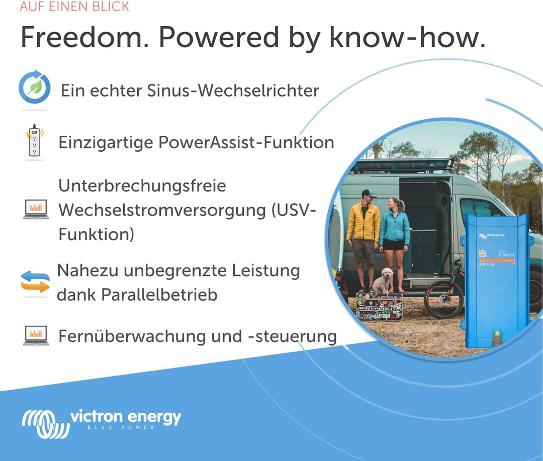Victron Energy MultiPlus 800VA 12-Volt 230V Reiner Sinus Wechselrichter 35 Amp Batterie Ladegerät 12