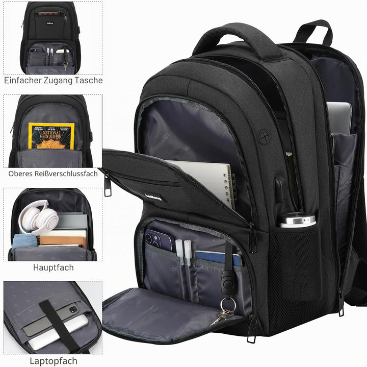 kadilong Laptop Rucksack Herren für Uni Arbeit Studium Arbeit,Schulrucksack Jungen Teenager 17.3 Zol