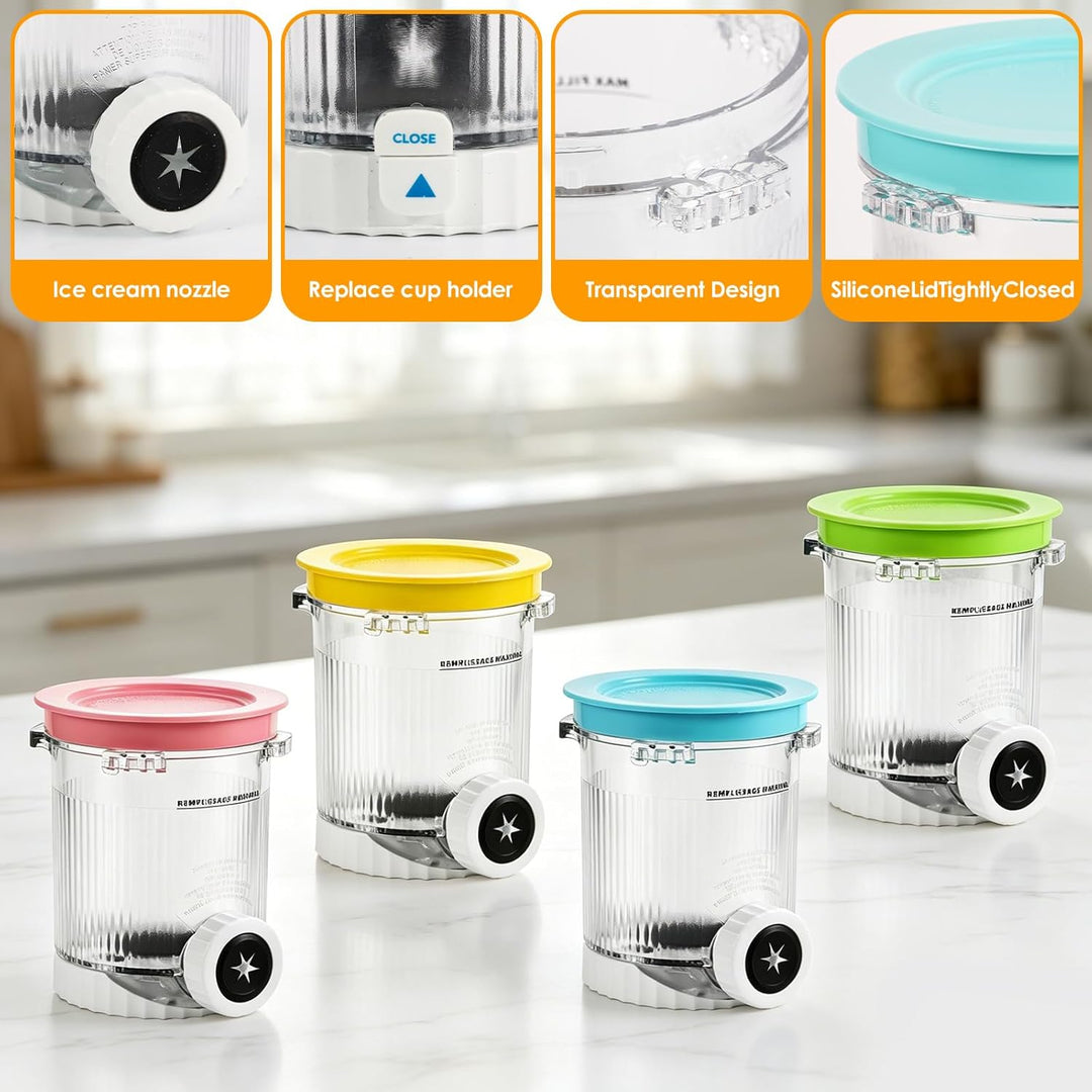 4 Stück für Ninja Swirl Behälter, BPA-frei Ersatzbecher für Ninja Creami Behälter Zubehör, Auslaufsi