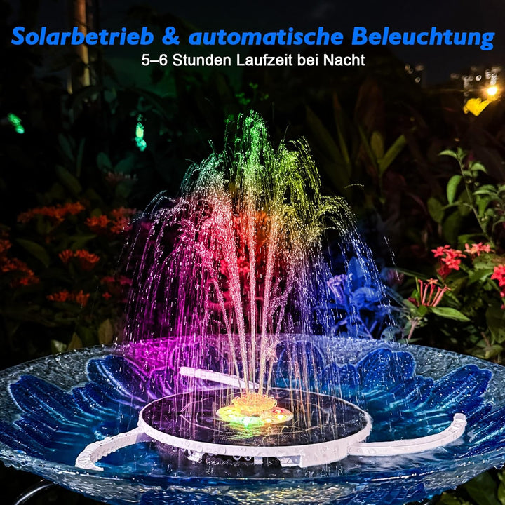 AISITIN 3,5W LED Solar Springbrunnen nur Nachts, mit 3000mAh Akku,Solar Schwimmender Fontäne Pumpe m