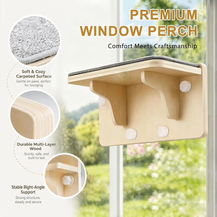 Katzen Fensterplätze (bis 16 kg), 2-in-1 für Wand &amp; Glas, Katzenkletterwand mit Waschbar Abnehmbar F