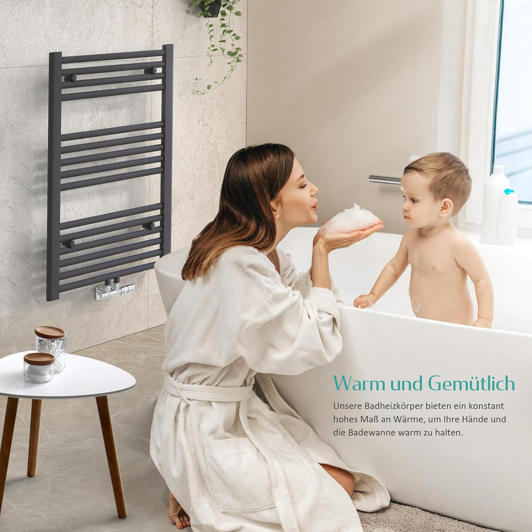 EMKE Handtuchtrockner Badheizkörper Heizkörper für Bad Anthrazit Bad-Heizkörper Handtuchwärmer für W
