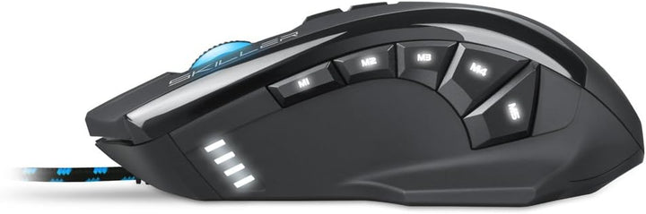 Sharkoon Skiller SGM1 Gaming Maus mit Makrotasten (10800 DPI, RGB-Beleuchtung, 12 Tasten, Weight-Tun