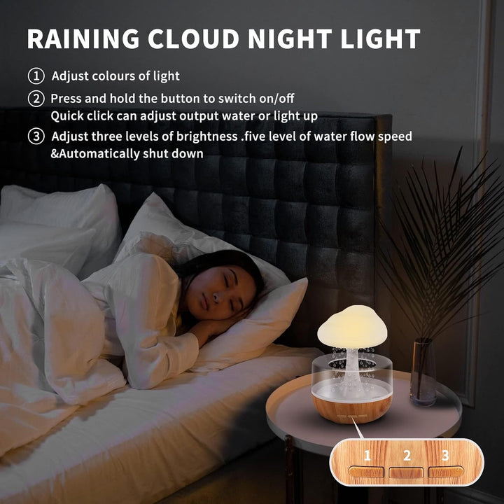 Weljoy Zen Regenwolken-Nachtlicht, Aromatherapie, ätherisches Öl, Diffusor, Mikro-Luftbefeuchter, Sc