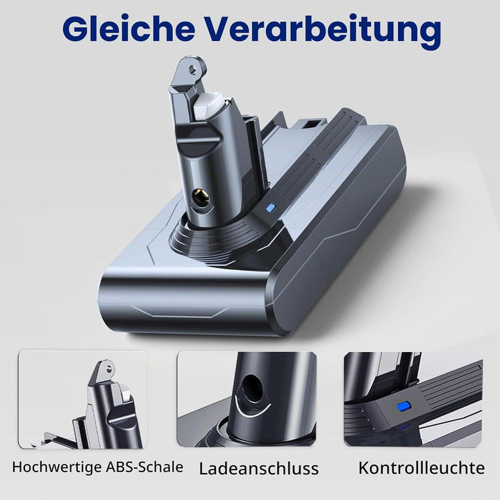 V6 Ersatzakku, 6000mAh Akku für Dyson V6 DC62 DC61 DC59 DC58 DC72 DC74 SV03 SV05 SV06 SV07 SV09 Fluf