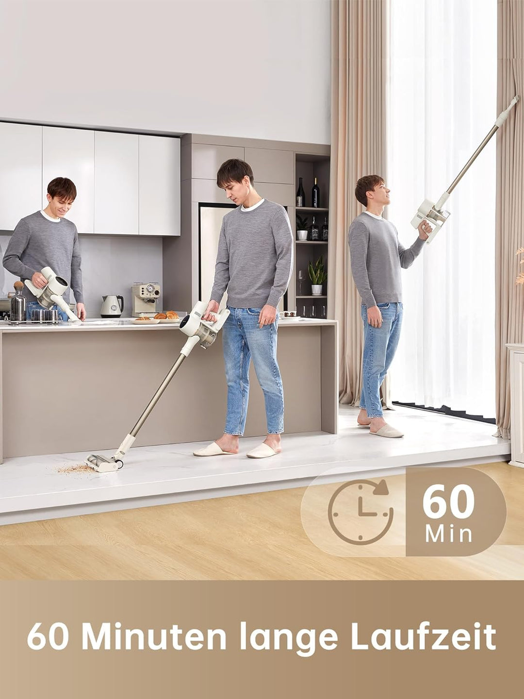 dreame R10 Akku Staubsauger, 20.000 PA / 120AW Starke Saugkraft Staubsauger Kabellos, 60 Min Laufzei