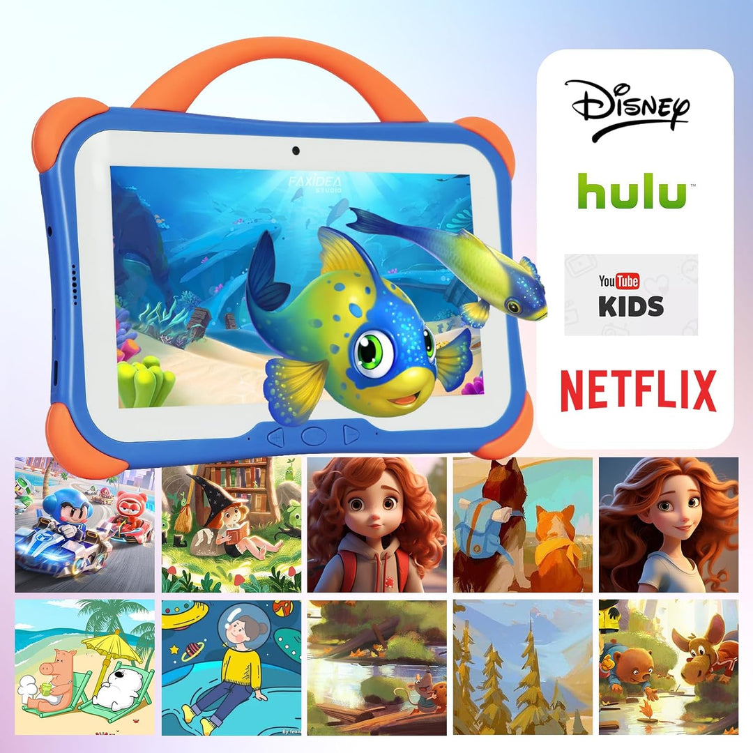 Weelikeit Kindertablet 7 Zoll – Android 14 Tablet für Kinder mit Hülle, 8GB RAM (4+4) & 64GB Speiche