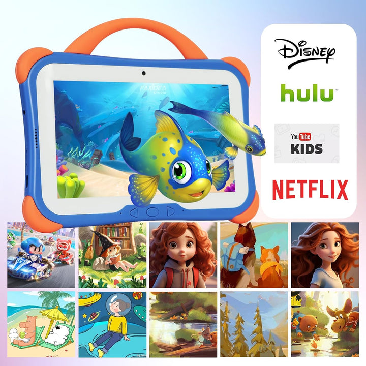 Weelikeit Kindertablet 7 Zoll – Android 14 Tablet für Kinder mit Hülle, 8GB RAM (4+4) & 64GB Speiche