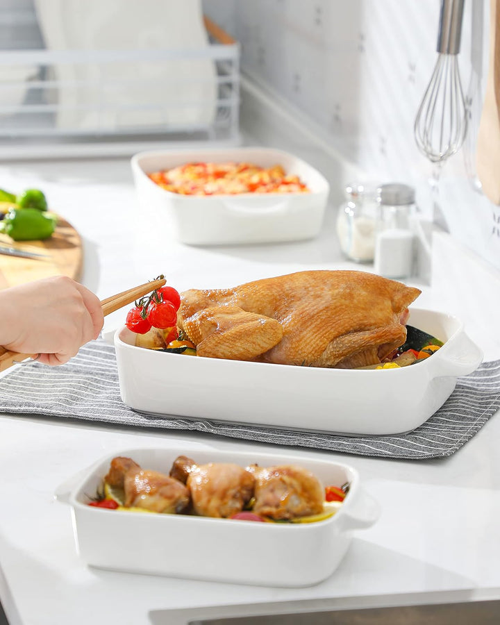 MALACASA, Serie Bake. Bake, 3 teilig Auflaufformen für den Ofen, Porzellan Backformen Set Durable Ca