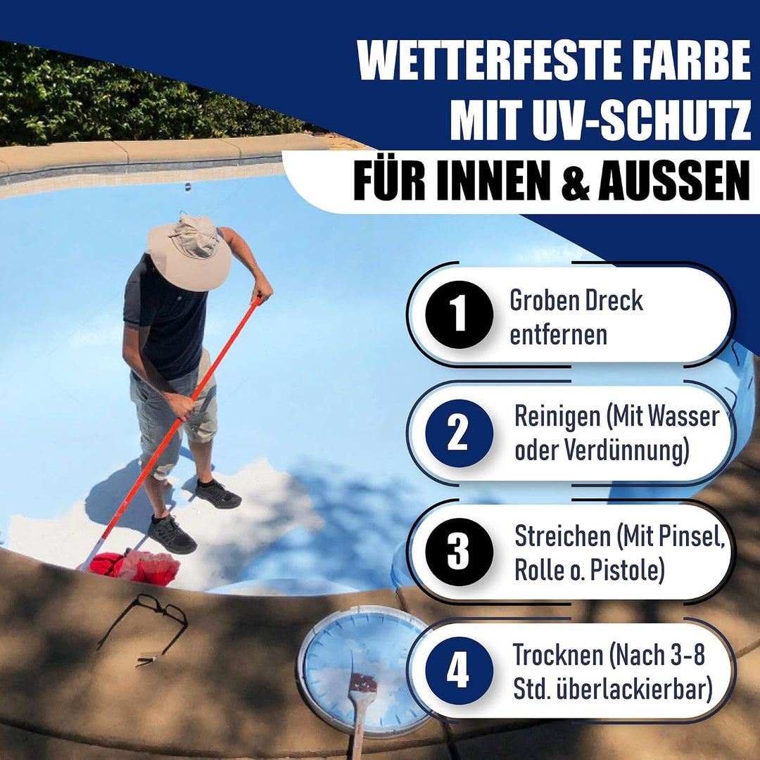 Hamburger Lack-Profi 2-K Schwimmbeckenfarbe GLÄNZEND Signalschwarz RAL 9004 Schwarz für GFK Kunststo