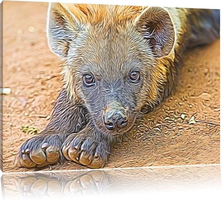 niedliche Hyäne Deluxe Format: 100x70 cm auf Leinwand, XXL riesige Bilder fertig gerahmt mit Keilrah