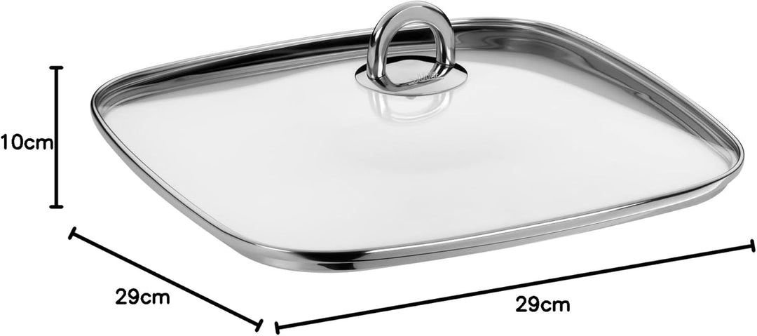Silit Studio Bräter mit Deckel backofengeeignet, 29 x 29 x 10 cm, Schmortopf Induktion, Edelstahl be