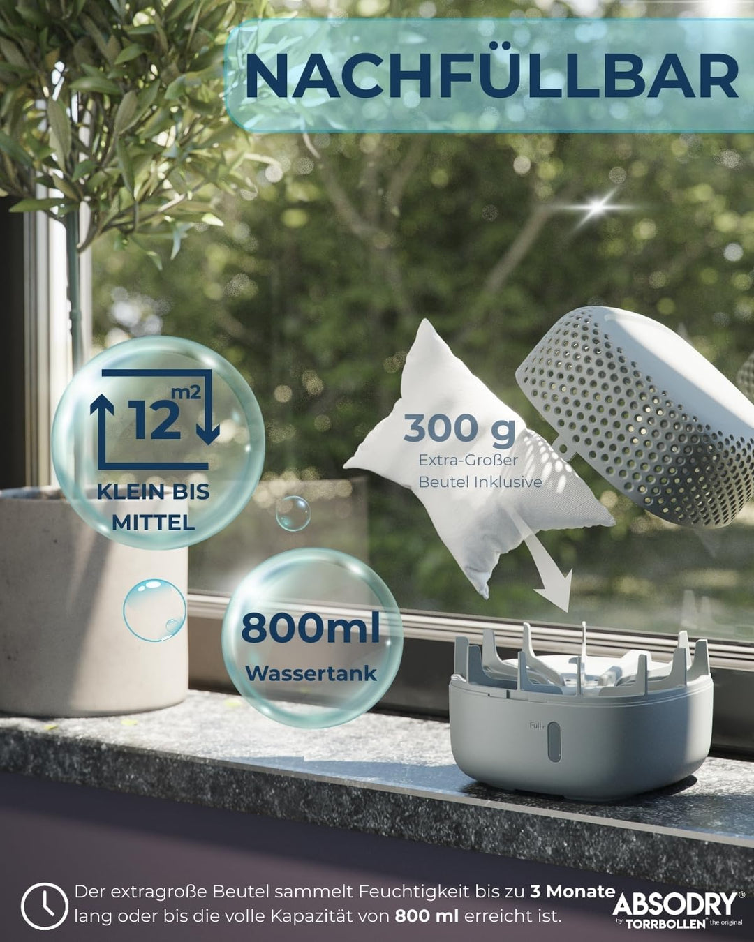 AbsoDry Duo Family - Luftentfeuchter Wohnung ohne Strom - für beste Luftqualität - Raumentfeuchter f
