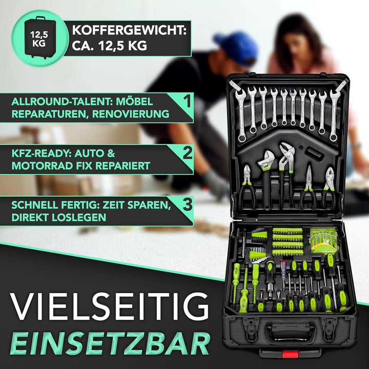 TRESKO Werkzeugkoffer 1400 teilig | Werkzeugkasten gefüllt | Werkzeugkiste Profi | Werkzeugtasche |