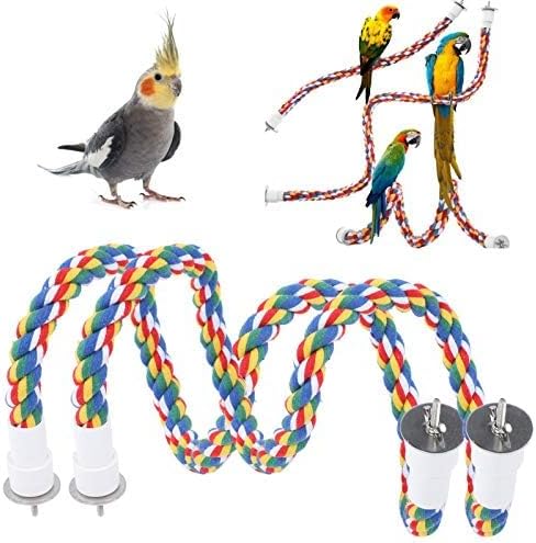 Bird Chew Rope, 2 Stück Bunt Gefärbte Vogel Barsch Stand Baumwolle Vogel Leiter Spielzeug Vogelkäfig