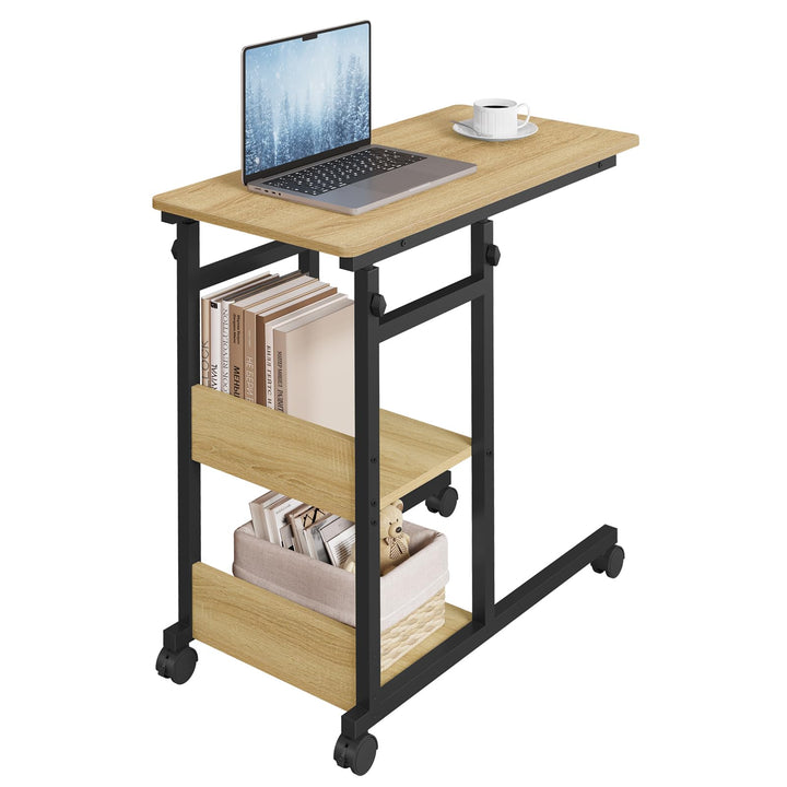 WOLTU Beistelltisch Couchtisch Sofatisch Wohnzimmertisch Laptoptisch Betttisch, C-förmig höhenverste