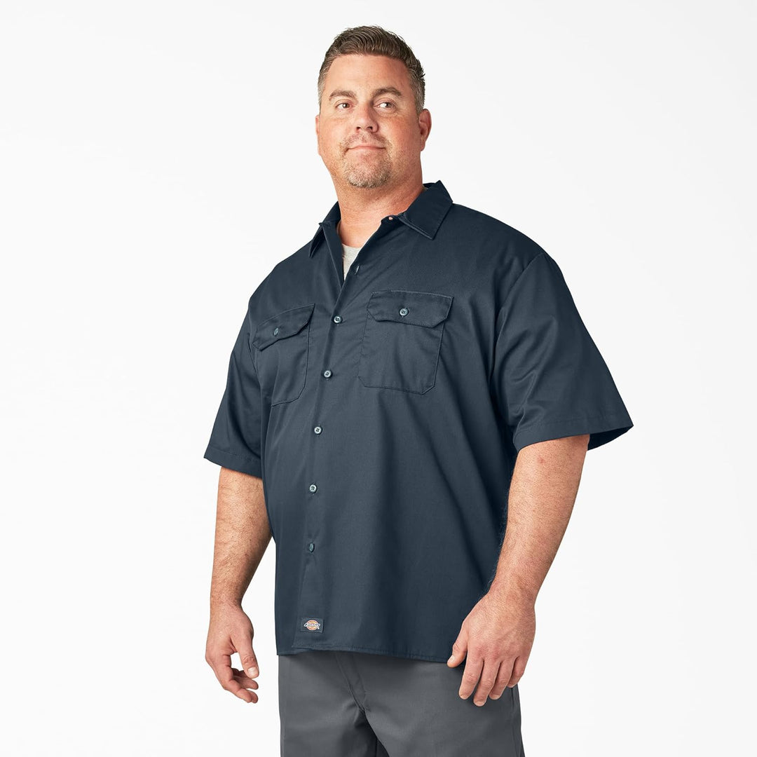 Dickies Herren Big and Tall Short-Sleeve Work Button-Down-Shirt S Air Force, S Air Force