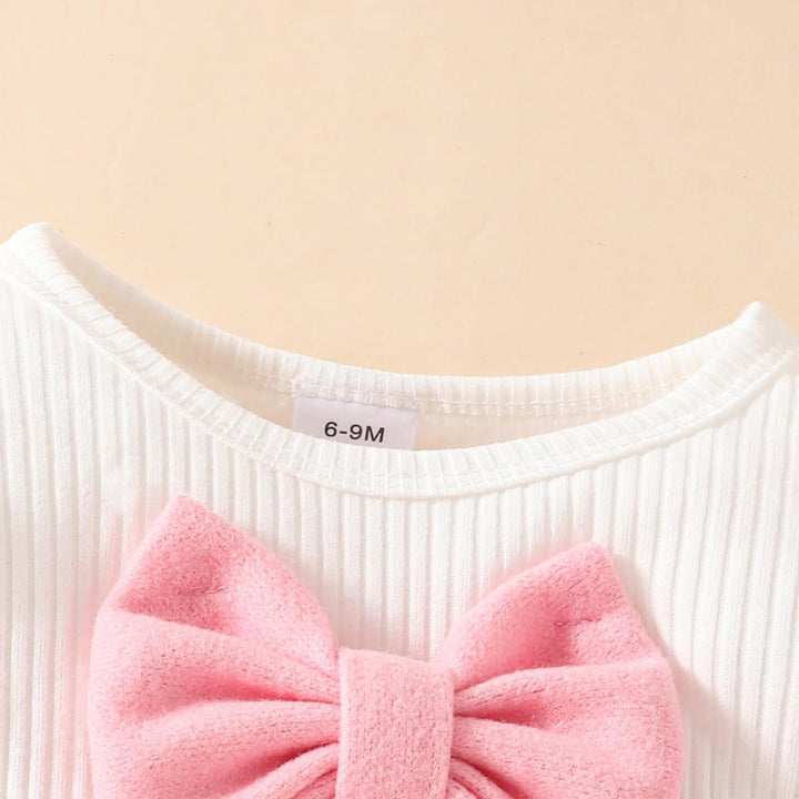 Kleinkind Baby Mädchen Outfits Rüschenärmel Gestrickt Bowknot Shirt + Elegant Mini Rock+ Baskenmütze
