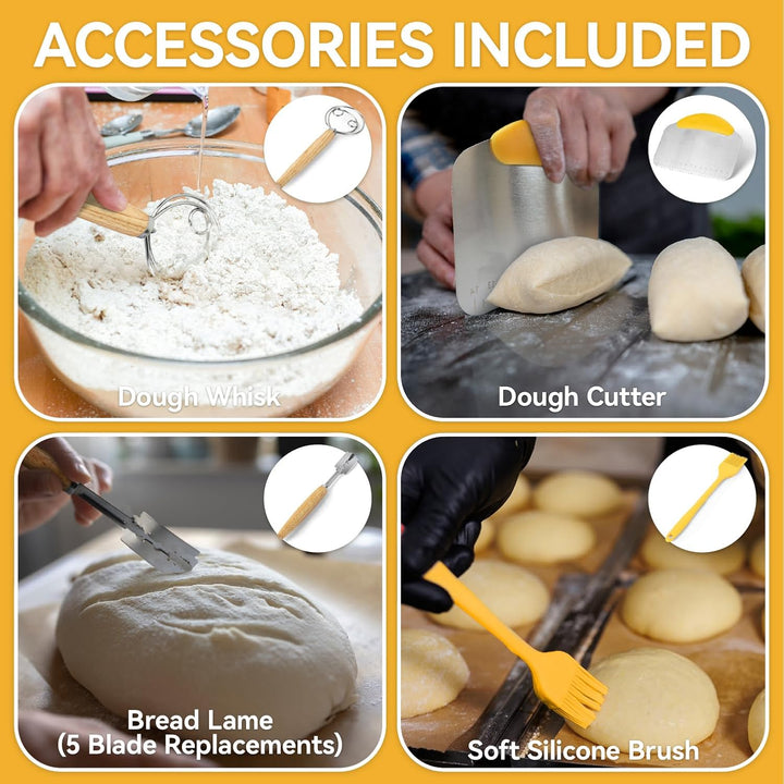 Gärkörbchen mit Heizfunktion und Timer – Rundes Silikon Gärkorb 30cm Brot Backen Zubehör für Sauerte