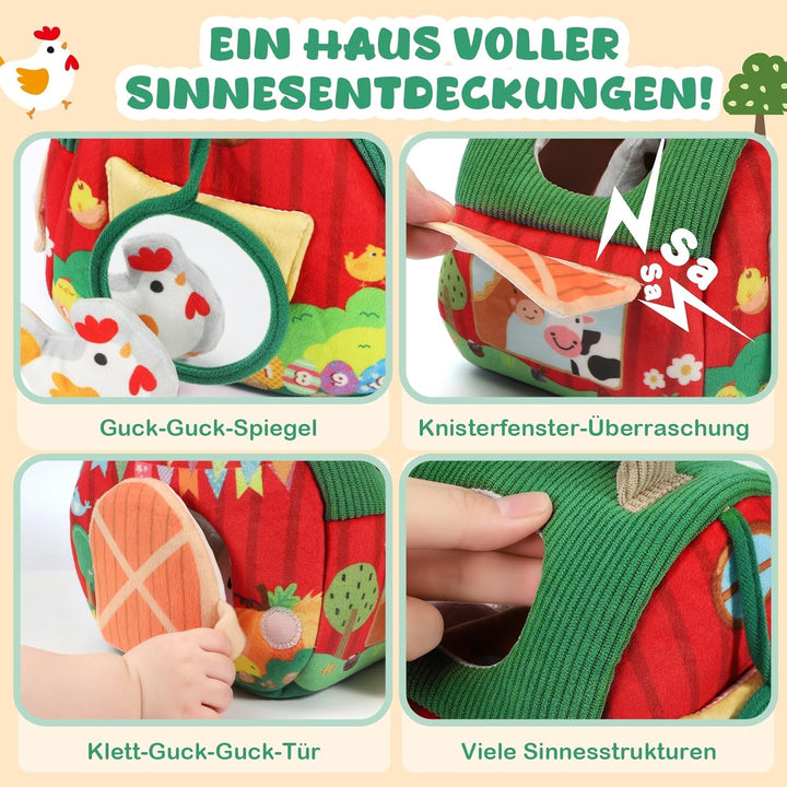 URMYWO Baby Spielzeug 6-12 Monate, Bauernhof Montessori Sensorik Spielzeug mit Bauernhoftieren, Sche