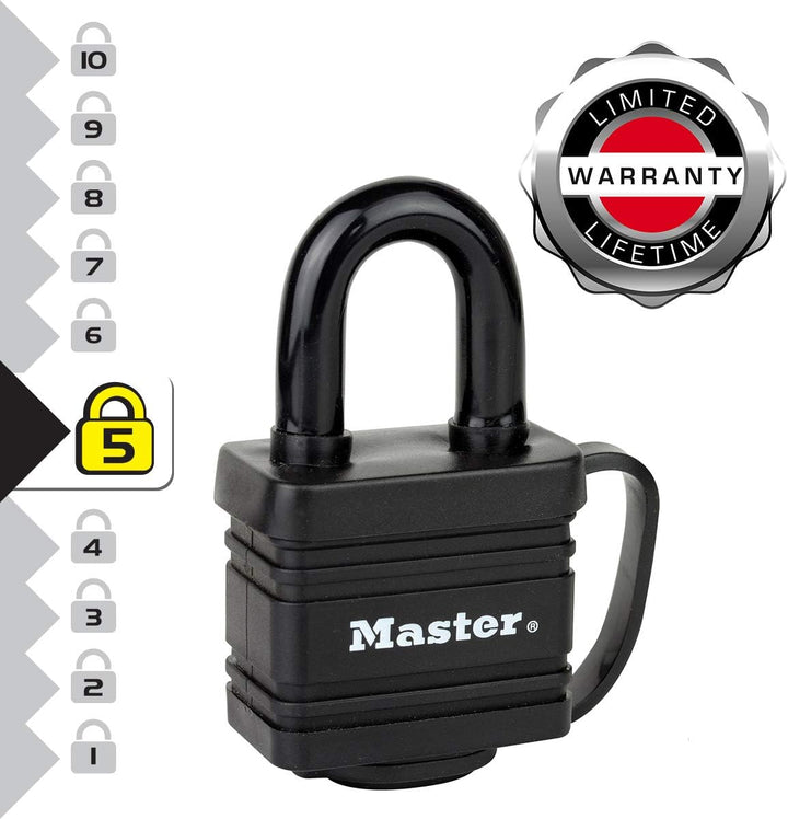 Master Lock 7804EURT 2-er Pack Vorhängeschlösser aus beschichtetem Stahl mit Stiftzuhaltung und Abde