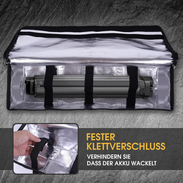 ENROSLU Ebike Akkutasche, 8 Schichten Brandschutz, Feuerfeste Akkutasche bis 1400 °C, Wasserdicht, E