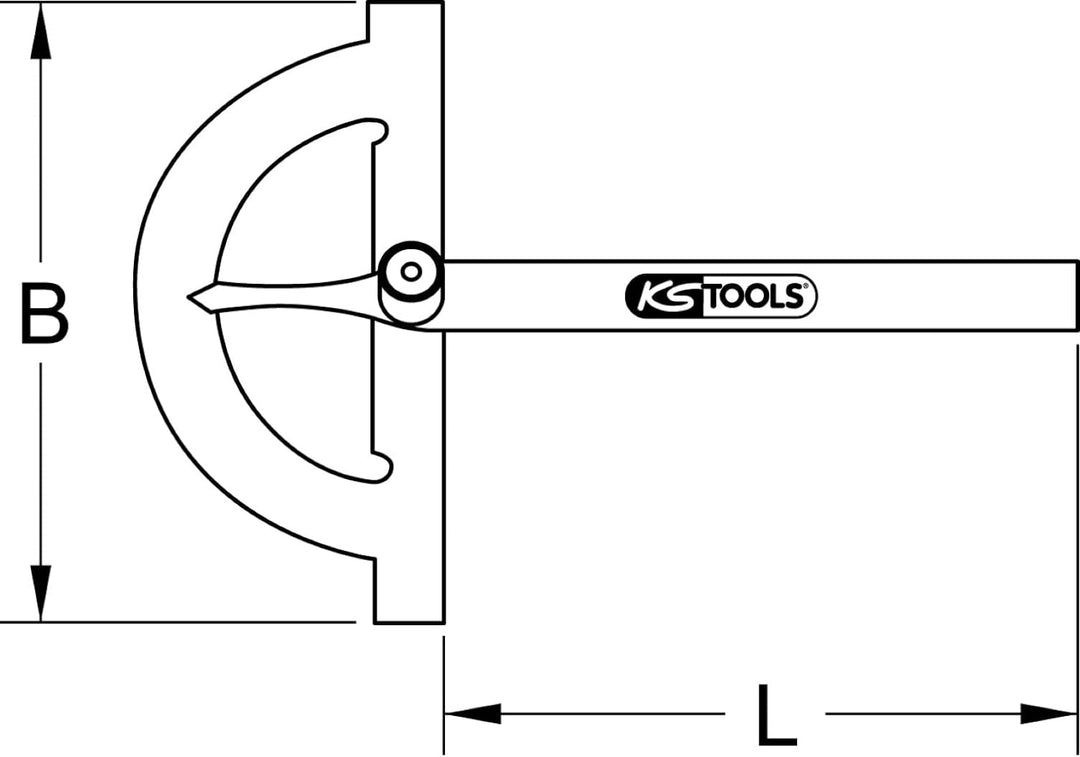 KS Tools 300.0644 Winkelgradmesser mit offenen Bogen, 500mm 500 mm, 500 mm