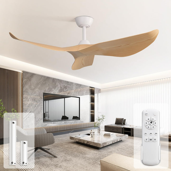 Sofucor 97cm Deckenventilator mit Fernbedienung, Leise Deckenventilator ohne Licht, DC Motor, Timer,