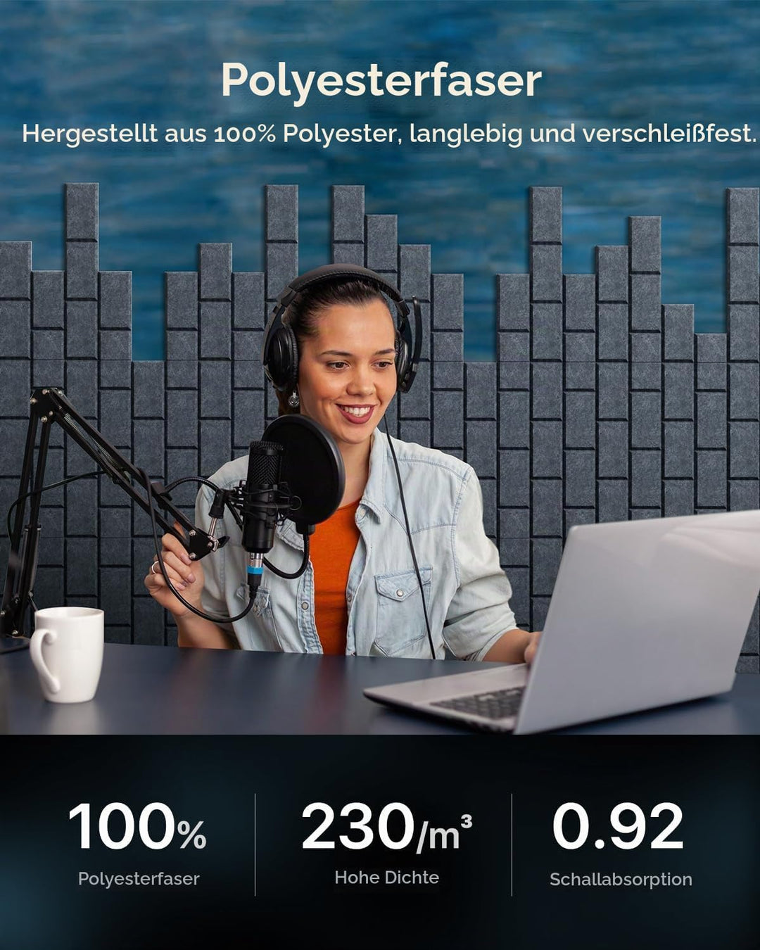 Soundsbay Akustikplatten selbstklebend 12 Stück, Schallschutz Wand Rechteckiger Ziegeltyp Schallschu
