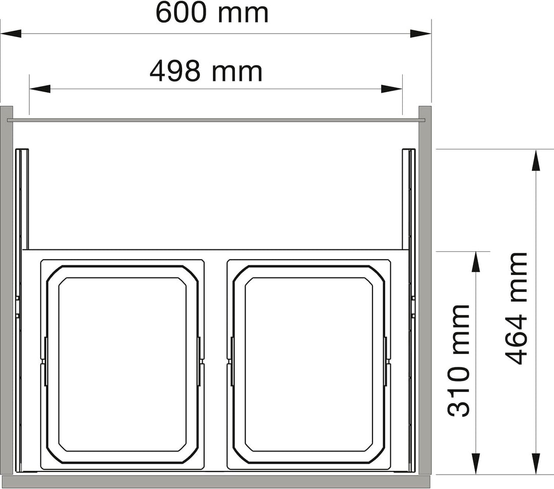 Vauth Sagel Envi Space S Einbau Abfallsammler KB 500mm, Mülleimer 2 Fächer Abfalltrennsystem mit Fro