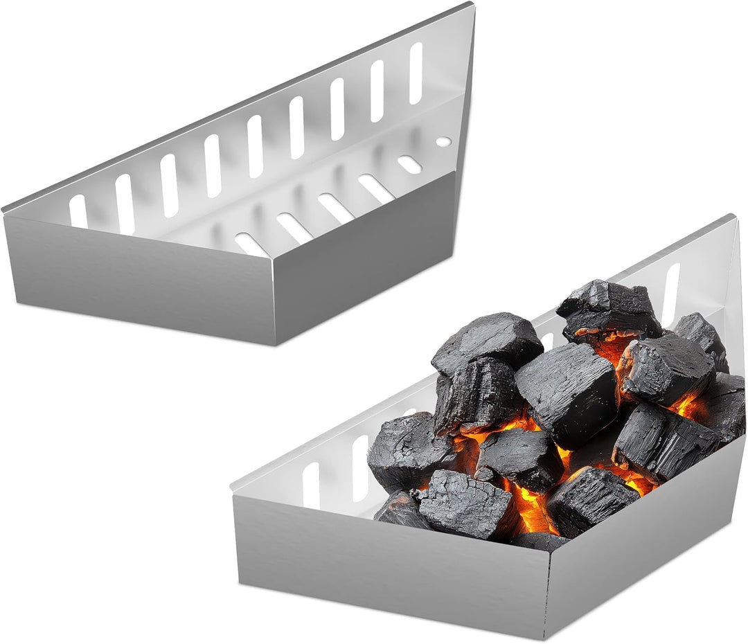 Relaxdays Kohlekorb Kugelgrill, 2er Set, HxBxT: 7,5x38x12 cm, direktes & indirektes Grillen, Stahl,