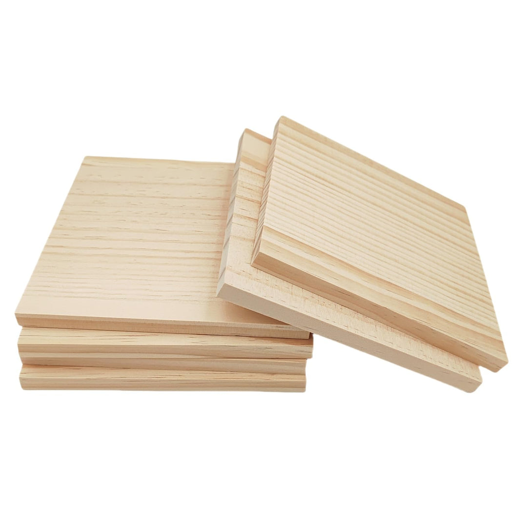 6 Stück Unlackierte quadratische Holzblöcke zum Basteln, 15 x 15 x 1 cm blanko Holzquadrate aus Kief