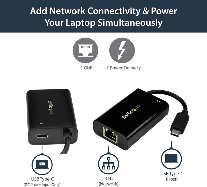 StarTech.com USB-C auf Gigabit Netzwerk Adapter mit PD 2.0 - USB 3.1 Typ-C 1Gbit/s NIC/Netzwerkadapt