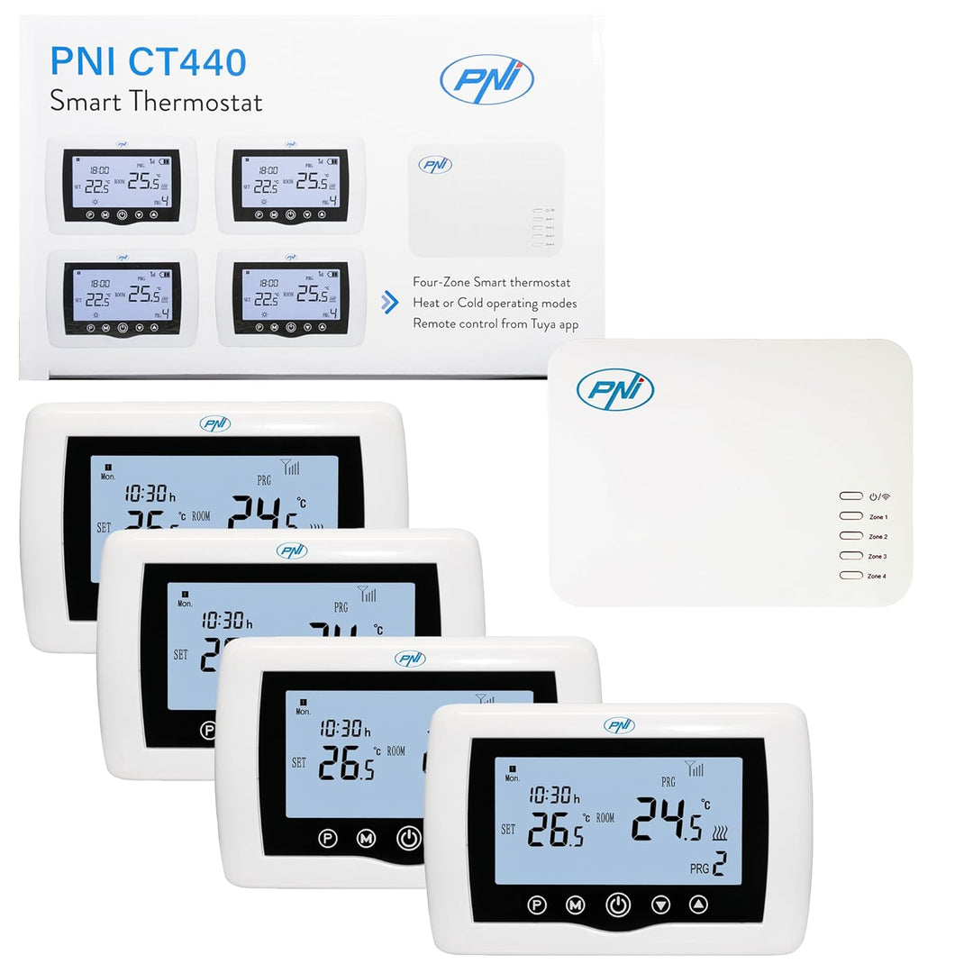 Smarter Thermostat PNI CT440 kabellos, mit WiFi, Steuerung von 4 Zonen über das Internet, für Heizan