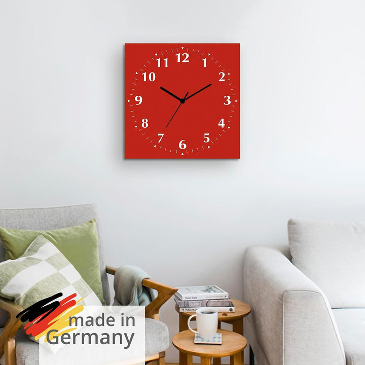 ARTLAND Wanddeko Wanduhr ohne Tickgeräusche Alu Quarzuhr 30x30 cm Quadratisch Lautlos 12 Ziffern Far