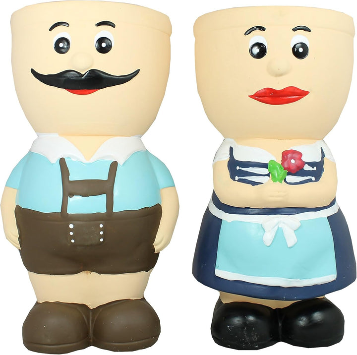 colourliving 2 Stück Blumentopf Figur Resi und Sepp aus Keramik Kräutertopf Übertopf für Blumen Pfla