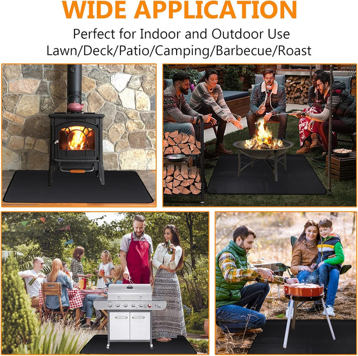 ROCKY&CHAO Feuerfeste Unterlage 152 * 107cm Feuerschutzmatte 3 Schicht Feuerresistent Grillmatte, Gl