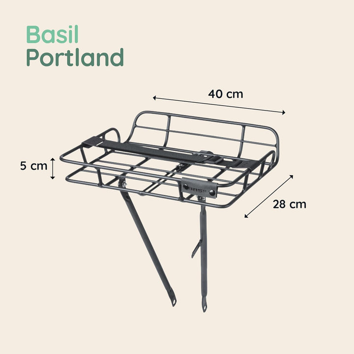 Basil Unisex – Erwachsene Portland Vorderradgepäckträger, Matt Black, One Size Single, Single