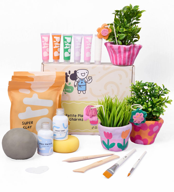 Pott'd Mini-Töpfer-Sets | Lufttrocknendes Töpferset für Erwachsene | Mit Farben, Töpferwerkzeugen un